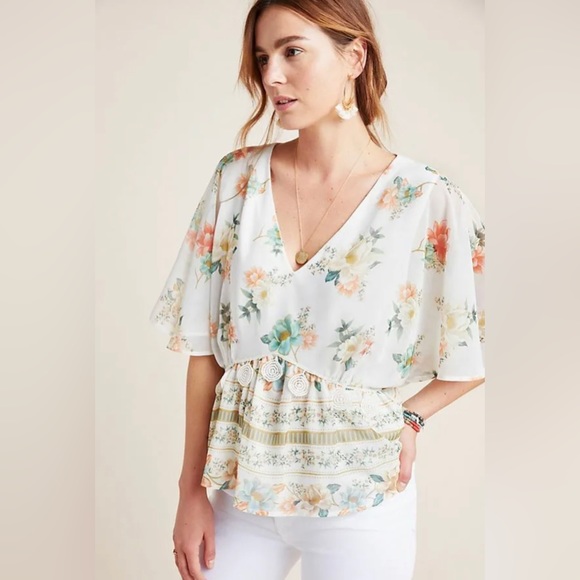 FARM Rio Tops - Farm Rio Anthropologie Hestia Floral Printed OVERSIZED Blouse NEW